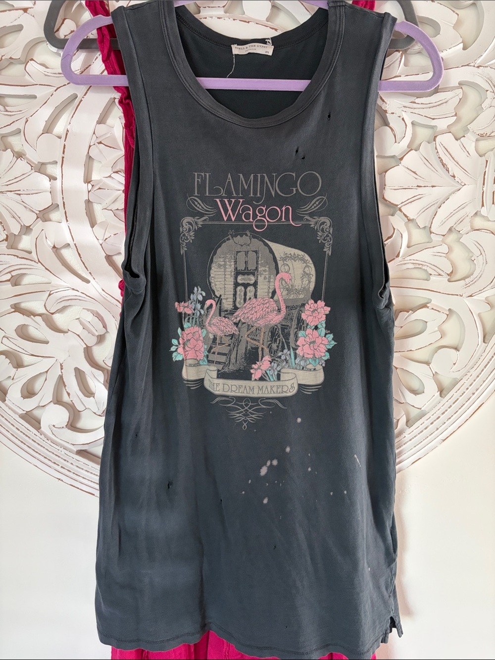 SPELL & the GYPSY COLLECTIVE Flamingo Wagon Black Graphic Tank Top/Dress